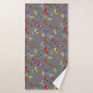 Meerkleurige Dala-paarden Badhanddoek