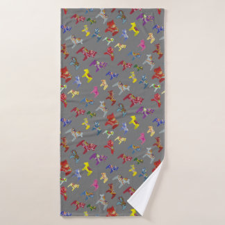 Meerkleurige Dala-paarden Badhanddoek