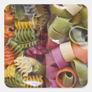 Meerkleurige deegwaren, Torri del Benaco, Verona Vierkante Sticker