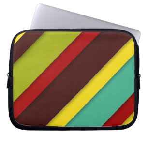 Meerkleurige diagonale strepen laptop sleeve