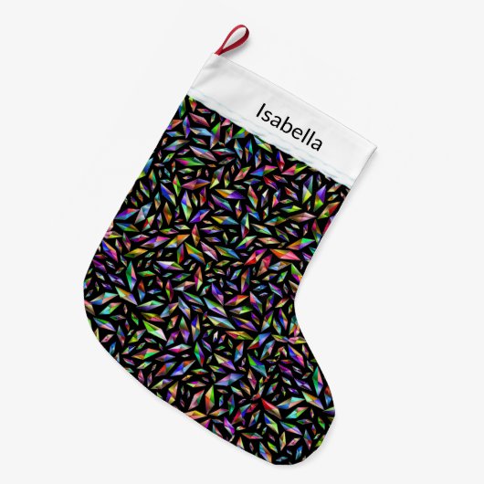 Meerkleurige diamantairs op grote zwarte kerst grote kerstsok (Voorkant (Hangend))