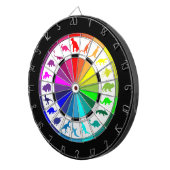 Meerkleurige dinosaurussen dartbord (Voorkant Rechts)