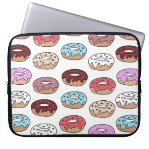 Meerkleurige donuts worden naadloos met de hand ge laptop sleeve
