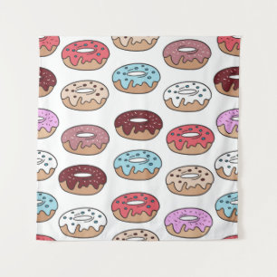 Meerkleurige donuts worden naadloos met de hand ge wandkleed