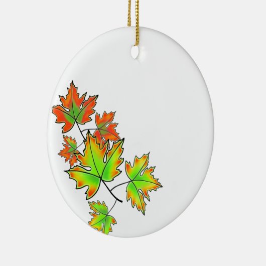 Meerkleurige esdoorn bladeren rood geel sinaasappe keramisch ornament (Rechts)