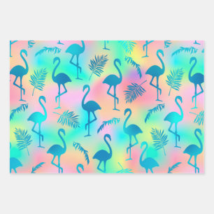 Meerkleurige Flamingos Inpakpapier Vel
