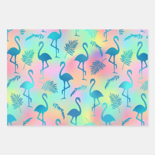 Meerkleurige Flamingos Inpakpapier Vel (Voorkant)
