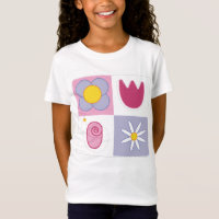 Meerkleurige gestileerde bloemen en bij - T-shirt