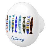 Meerkleurige gestreepte vis Thunder_Cove Keramische Knop (Rechts)