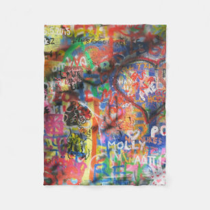 Meerkleurige graffiti op betonwand fleece deken
