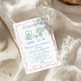 Meerkleurige grillige thee met bruid Vrijgezellenf Kaart