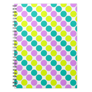 Meerkleurige grote polka stippen retro sixties notitieboek