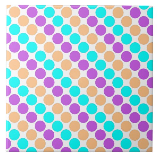 Meerkleurige grote polka stippen retro sixties tegeltje (Voorkant)