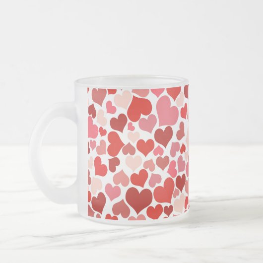 Meerkleurige harten Patroon-20367 Matglas Koffiemok (Links)