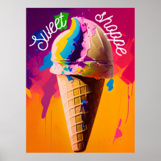 Meerkleurige ijs poster