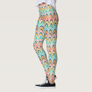Meerkleurige Ikat Chevron Flame Stitch-Leggings Leggings