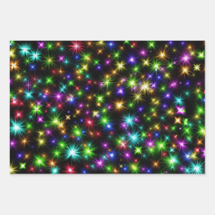 Meerkleurige Kerstster Stralen-57191 Inpakpapier Vel