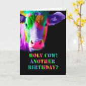 Meerkleurige Koe Heilige koe verjaardagskaart Kaart (Gele Bloem)