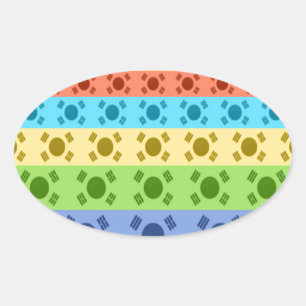 Meerkleurige Koreaanse vlag Art Print Ovale Sticker