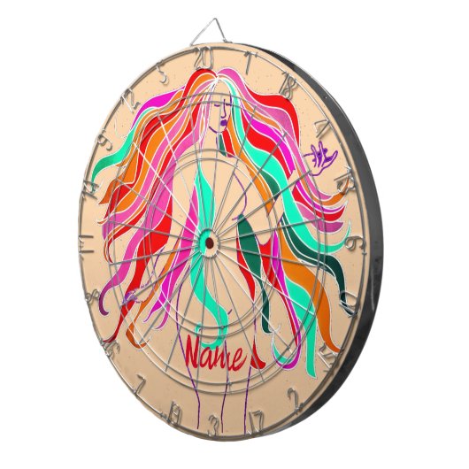 Meerkleurige, langharige godin Thunder_Cove Dartbord (Voorkant Rechts)