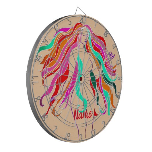 Meerkleurige, langharige godin Thunder_Cove Dartbord (Voorkant Links)