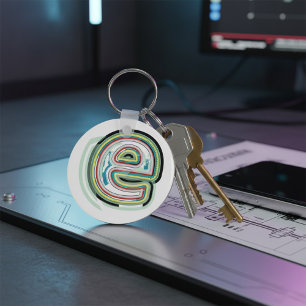 Meerkleurige letter E Abstracte moderne typografie Sleutelhanger