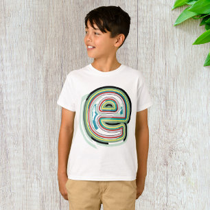 Meerkleurige letter E Abstracte moderne typografie T-shirt