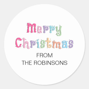 Meerkleurige Merry Christmas Classic Ronde Sticker
