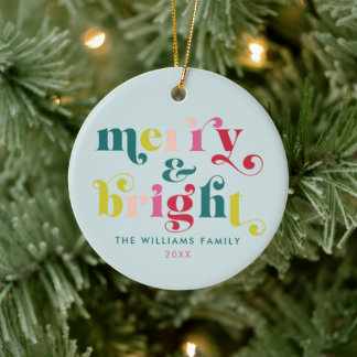 Meerkleurige moderne vrolijke en heldere kerstcame keramisch ornament