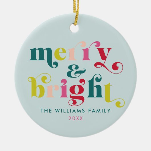 Meerkleurige moderne vrolijke en heldere kerstcame keramisch ornament (Voorkant)