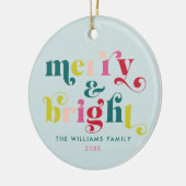 Meerkleurige moderne vrolijke en heldere kerstcame keramisch ornament (Links)