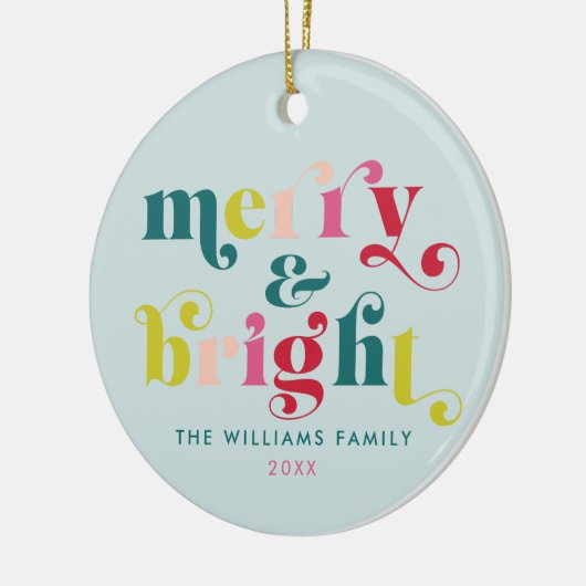 Meerkleurige moderne vrolijke en heldere kerstcame keramisch ornament (Links)