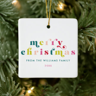 Meerkleurige moderne vrolijke kerst keramisch ornament
