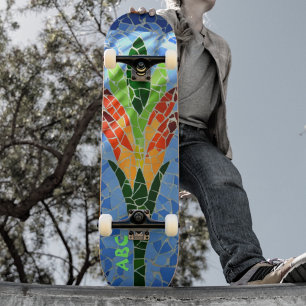 Meerkleurige mozaïektegel skateboard