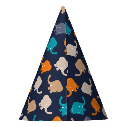 Meerkleurige olifant Cartoon Feesthoedjes (Achterkant)