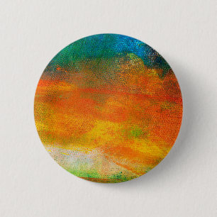 Meerkleurige Oranje en groene Abstracte acrylverf Ronde Button 5,7 Cm