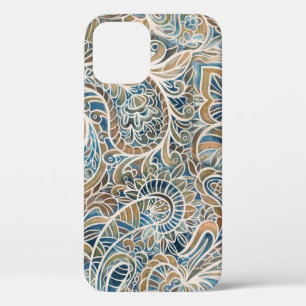 Meerkleurige Paisley Hand-getrokken print iPhone 12 Hoesje