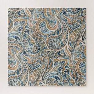 Meerkleurige Paisley Hand-getrokken print Legpuzzel