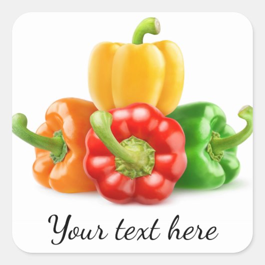 Meerkleurige paprika's vierkante sticker (Voorkant)