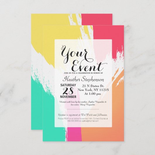 Meerkleurige penseelstreken van de Verf Kaart (Voorkant / Achterkant)