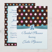 Meerkleurige polka dot Bridal douche Uitnodiging (Voorkant / Achterkant)