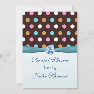 Meerkleurige polka dot Bridal douche Uitnodiging