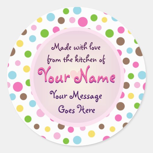 Meerkleurige Polka Dots Cookie Sticker (Voorkant)