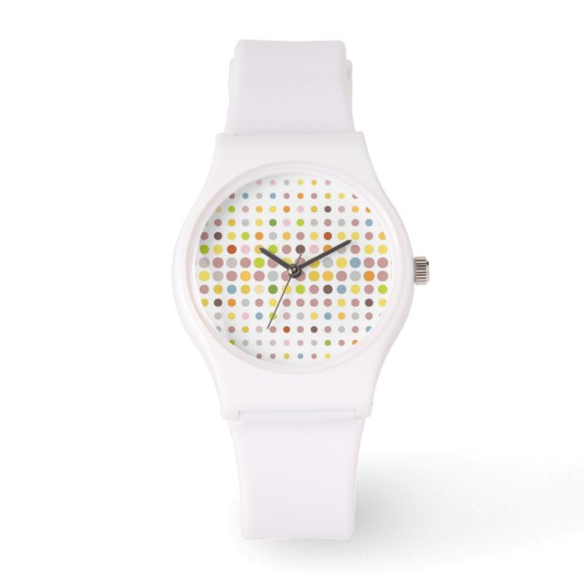 Meerkleurige puntachtergrond horloge (Voorkant)