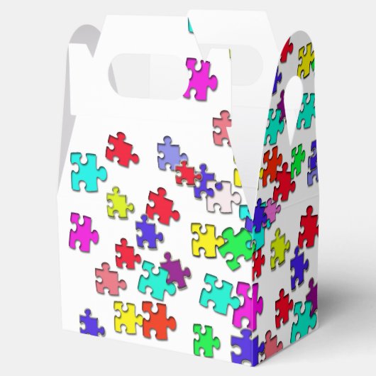 Meerkleurige puzzelstukken bedankdoosjes (Geopend)