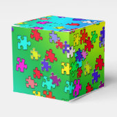 Meerkleurige puzzelstukken bedankdoosjes (Voorkant Zijde)