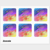 Meerkleurige Sjabloon "Made in Uw Keuken" Vierkante Sticker (Vel)