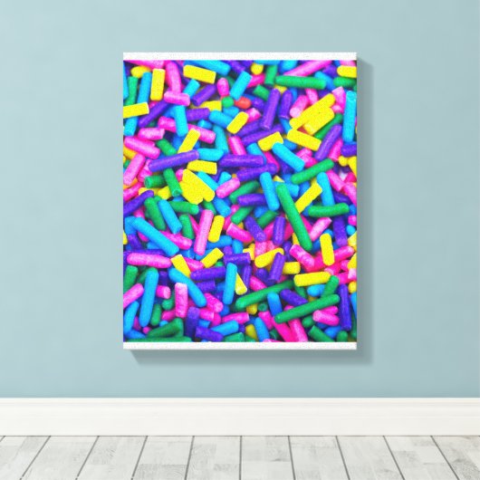 Meerkleurige Snoepjes sprinken Canvas Afdruk (Insitu (Houten vloer))