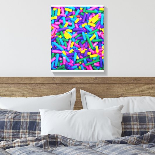 Meerkleurige Snoepjes sprinken Canvas Afdruk (Insitu (Slaapkamer))