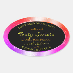 Meerkleurige Sparkle Glitter Lijst Productlabel Ovale Sticker